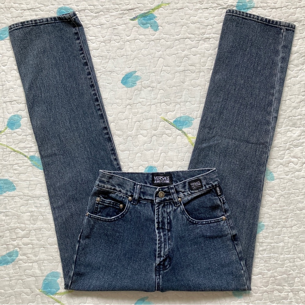 VTG 00s Versace High Waisted Gray Jeans 👑 - Picture 2 of 7